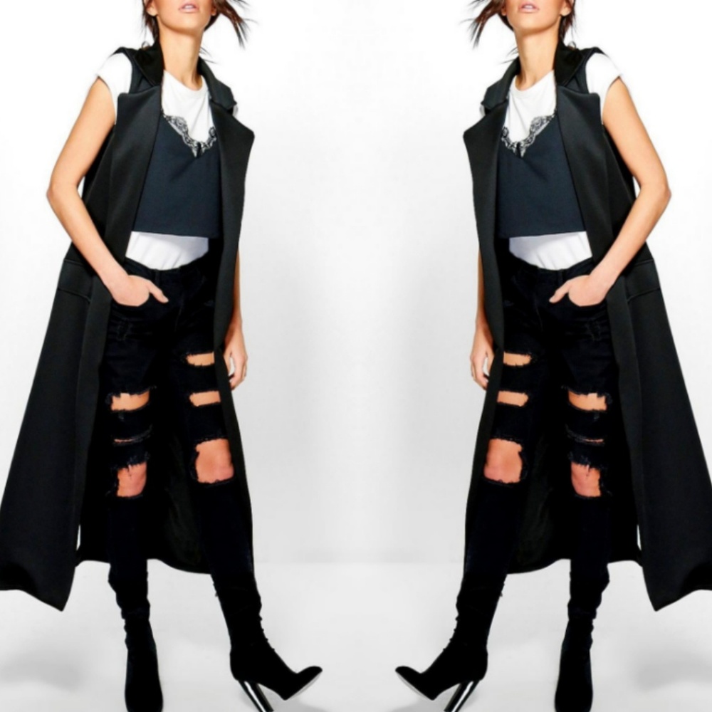 Boo hoo Black Jasmin Duster 《Vest》
